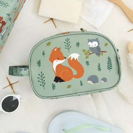 Trousse de toilette amis de la forêt Bleu+Gris+Jaune+Rose+Vert d'eau, marron, écru 28 - vertbaudet enfant 