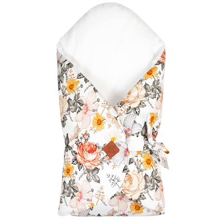 Couverture d'emmaillotage évolutive en coton néo vintage Néo vintage imprimé floral, beige, blanc 1 - vertbaudet enfant 