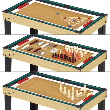 Table de jeux 10 en 1 - baby-foot - billard - ping pong - hockey - bowling - cartes - structure bois - accessoires inclus Noir 3 - vertbaudet enfant 