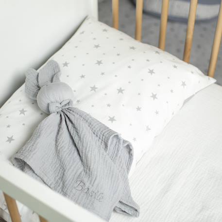 Taie d'oreiller en coton réversible stella Stella, imprimé étoiles blanc, gris 2 - vertbaudet enfant 