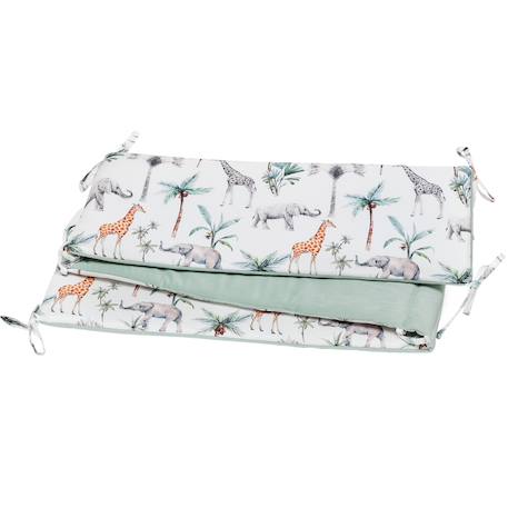 Tour de lit déhoussable et réversible safari Safari, vert, gris, blanc 1 - vertbaudet enfant 