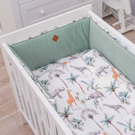 Tour de lit déhoussable et réversible safari Safari, vert, gris, blanc 3 - vertbaudet enfant 
