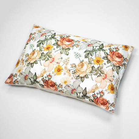 Taie d'oreiller en coton réversible néo vintage Néo vintage imprimé floral, beige, blanc 2 - vertbaudet enfant 