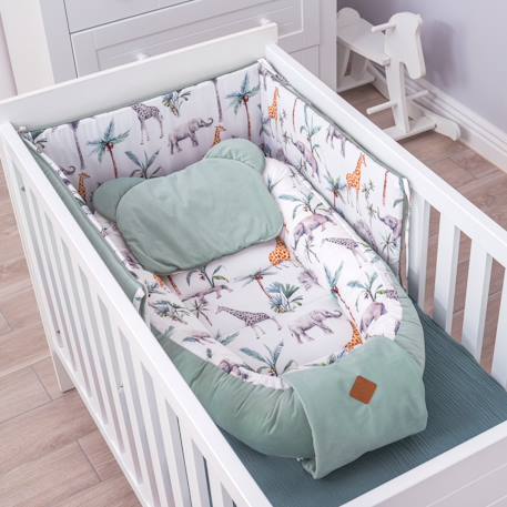 Tour de lit déhoussable et réversible safari Safari, vert, gris, blanc 4 - vertbaudet enfant 