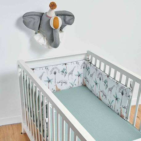 Tour de lit déhoussable et réversible safari Safari, vert, gris, blanc 2 - vertbaudet enfant 
