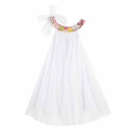 Robe cérémonie   col liberty    alizee Blanc rose floral 5 - vertbaudet enfant 