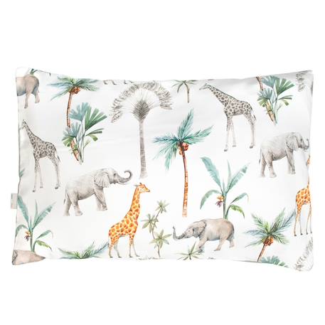 Taie d'oreiller en coton réversible safari Safari, vert, gris, blanc 1 - vertbaudet enfant 