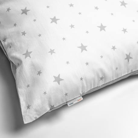 Taie d'oreiller en coton réversible stella Stella, imprimé étoiles blanc, gris 3 - vertbaudet enfant 