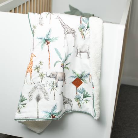 Couverture réversible en sherpa safari Safari, vert, gris, blanc 4 - vertbaudet enfant 