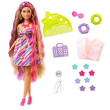 Barbie poupée barbie ultra chevelure plantureuse avec 15 accessoires Multicolore 1 - vertbaudet enfant 