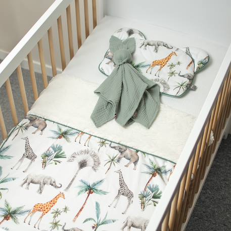 Couverture réversible en sherpa safari Safari, vert, gris, blanc 3 - vertbaudet enfant 