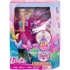 Jouet-Poupons et poupées-Barbie danseuse à papillon - poupée transformation 2 en 1