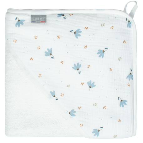 Grande cape de bain en coton et bambou Bleuet imprimé floral 1 - vertbaudet enfant 