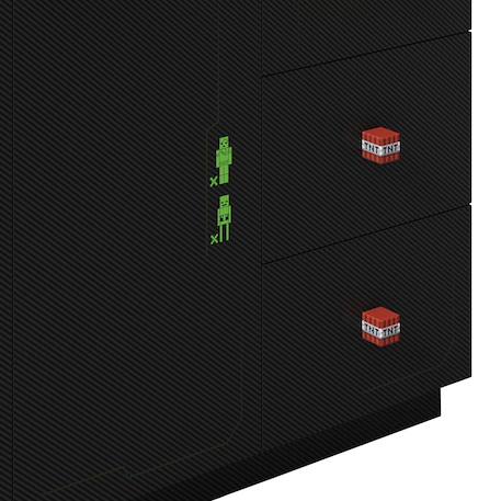 Armoire minecraft 3 portes et 3 tiroirs avec éclairage led Noir - effet carbone noir 6 - vertbaudet enfant 