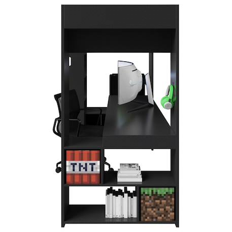 Lit mezzanine minecraft avec bureau et éclairage led Noir - effet carbone noir 5 - vertbaudet enfant 