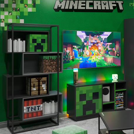 Bibliothèque minecraft à 4 compartiments ouverts cadre métallique Gris - noir 2 - vertbaudet enfant 