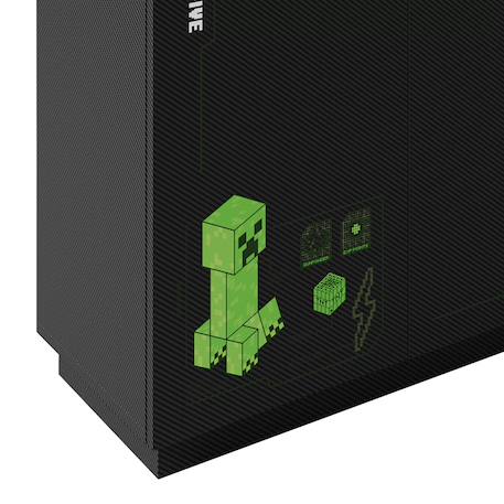Armoire minecraft 3 portes et 3 tiroirs avec éclairage led Noir - effet carbone noir 5 - vertbaudet enfant 