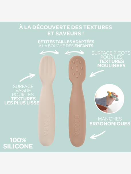 Lot de 2 pré-cuillères d'apprentissage en beige+sage green + velvet grey+terracotta + velvet grey 4 - vertbaudet enfant 