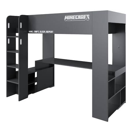 Lit mezzanine minecraft avec bureau et éclairage led Noir - effet carbone noir 1 - vertbaudet enfant 