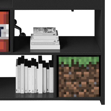Lit mezzanine minecraft avec bureau et éclairage led Noir - effet carbone noir 4 - vertbaudet enfant 