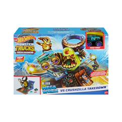 Jouet-Jeux d'imagination-Hot wheels set de jeu monster trucks arena smashers mega-wrex vs. Crushzilla takedown