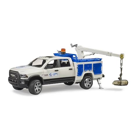 Ram 2500 camion de service avec grue et gyrophare Blanc et bleu 3 - vertbaudet enfant 
