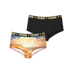 Lot de 2 shortys  romantic cities orange  - vertbaudet enfant