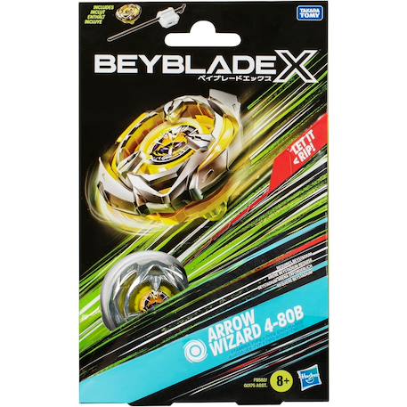 Beyblade x, starter pack avec toupie de compétition arrow wizard 4-80b et lanceur Jaune 4 - vertbaudet enfant 