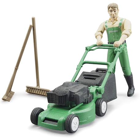 Bworld jardinier avec tondeuse à gazon et outils de jardinage Vert 3 - vertbaudet enfant 