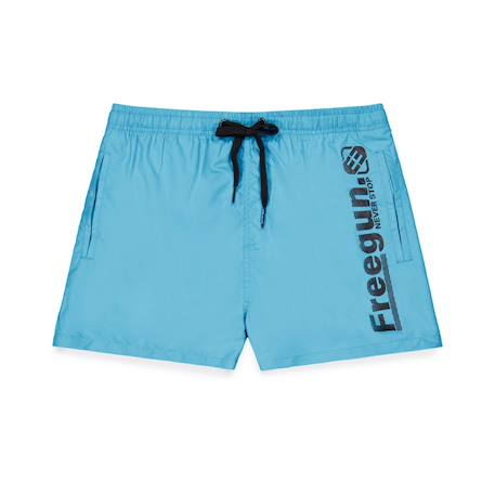 Boardshort court  avec ceinture demi-élastiquée Bleu/noir 1 - vertbaudet enfant 