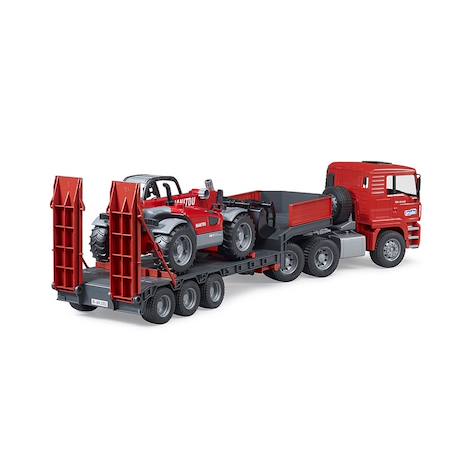 Camion surbaissé man tga avec chargeur télescopique manitou Rouge 3 - vertbaudet enfant 