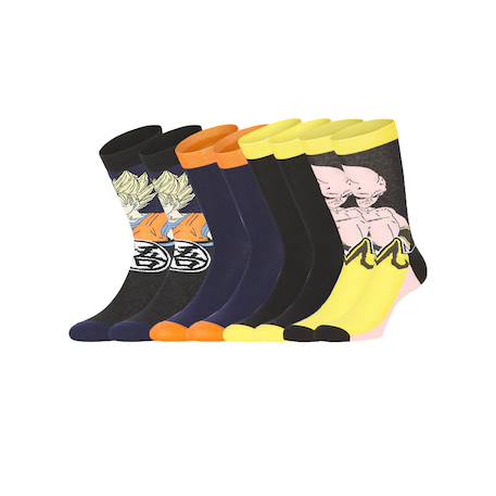Lot de 4 paires de chaussettes dragon ball z garçon Noir/rouge/orange/gris/jaune 1 - vertbaudet enfant 