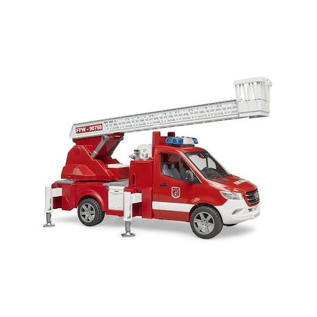 Camion pompier mercedes benz sprinter avec échelle, pompe à eau et module son et lumière Rouge 1 - vertbaudet enfant 