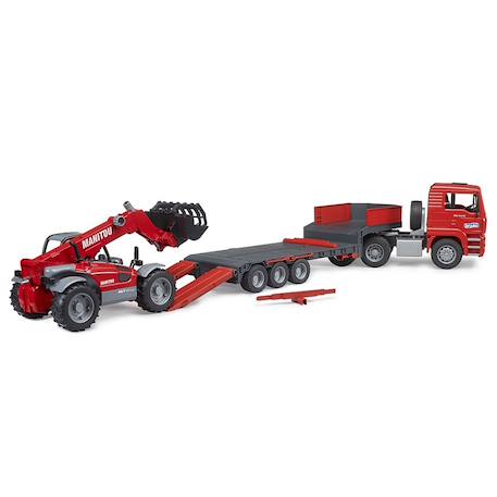 Camion surbaissé man tga avec chargeur télescopique manitou Rouge 5 - vertbaudet enfant 