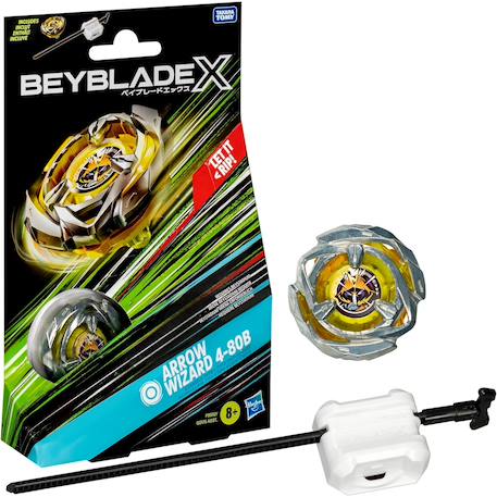 Beyblade x, starter pack avec toupie de compétition arrow wizard 4-80b et lanceur Jaune 1 - vertbaudet enfant 