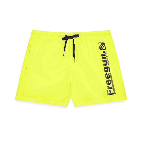 Boardshort court  avec ceinture demi-élastiquée Jaune/noir 1 - vertbaudet enfant 
