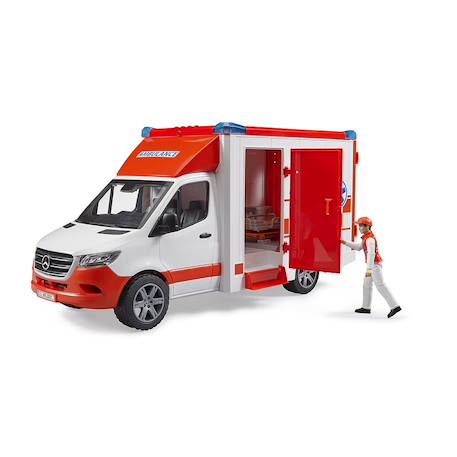 Véhicule ambulance mercedes benz sprinter avec conducteur et module son et lumière Rouge et blanc 3 - vertbaudet enfant 