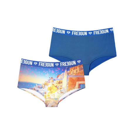 Lot de 2 shortys  romantic cities bleu Bleu/blanc 1 - vertbaudet enfant 