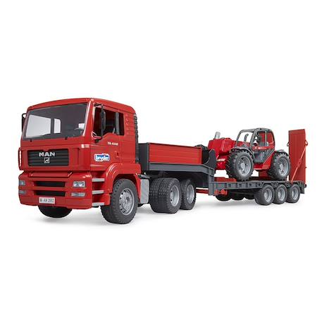 Camion surbaissé man tga avec chargeur télescopique manitou Rouge 2 - vertbaudet enfant 