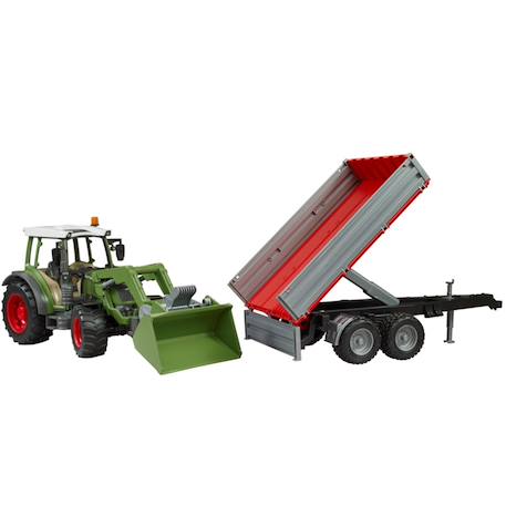 Fendt vario 211 avec chargeur frontal et remorque à ridelle Vert 4 - vertbaudet enfant 