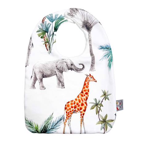 Bavoir en coton safari Safari, vert, gris, blanc 1 - vertbaudet enfant 