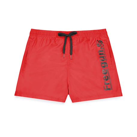 Boardshort court  avec ceinture demi-élastiquée Rouge/noir 1 - vertbaudet enfant 