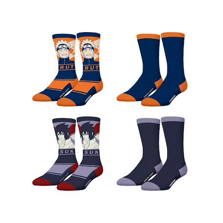 Lot de 4 paires de chaussettes  naruto shippuden Bleu marine/orange/noir/rouge 1 - vertbaudet enfant 