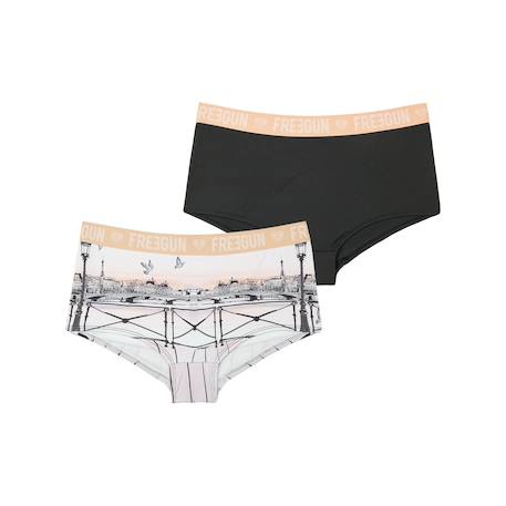 Lot de 2 shortys  miss freegun Beige/noir 1 - vertbaudet enfant 