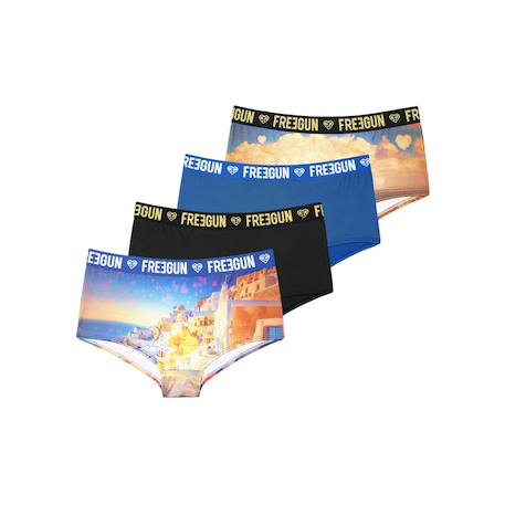 Lot de 4 shortys  miss freegun Noir/bleu/jaune 1 - vertbaudet enfant 