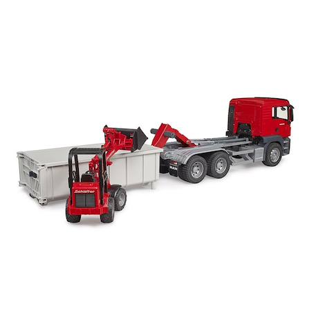 Camion man tgs avec benne amovible et chargeur schäffer Rouge 3 - vertbaudet enfant 