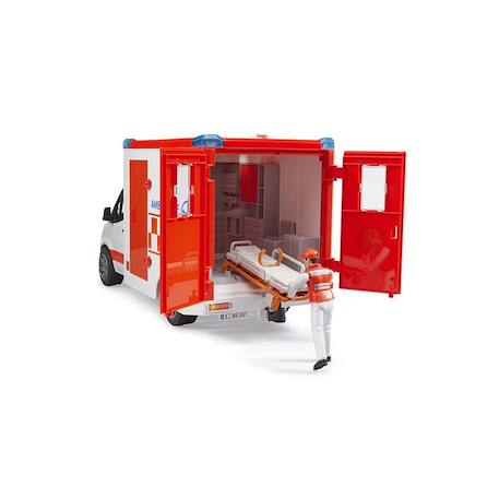 Véhicule ambulance mercedes benz sprinter avec conducteur et module son et lumière Rouge et blanc 4 - vertbaudet enfant 