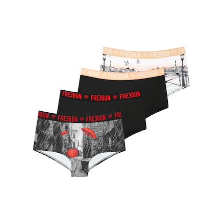 Lot de 4 shortys  miss freegun Noir/gris/rouge 1 - vertbaudet enfant 