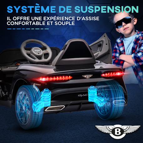 Voiture électrique enfant bentley bacalar 2 moteurs 2 x 25 w télécommande effets sonores et lumineux Blanc+Noir 12 - vertbaudet enfant 