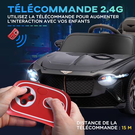 Voiture électrique enfant bentley bacalar 2 moteurs 2 x 25 w télécommande effets sonores et lumineux Blanc+Noir 10 - vertbaudet enfant 